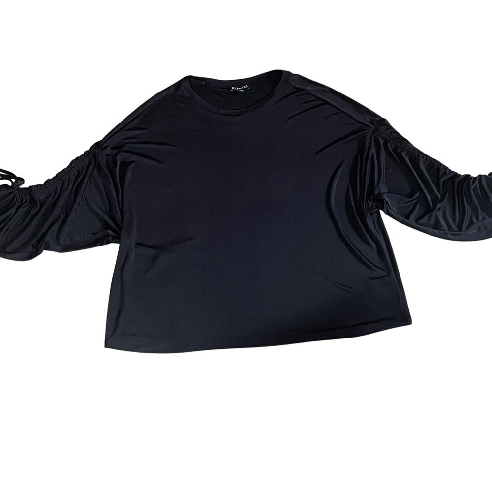 Express Black Draw String Sleeve Top - Size Large